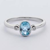 Oval Blue Topaz 3-Stone Ring image