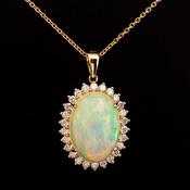 Oval Opal &amp;amp; Diamond Pendant image