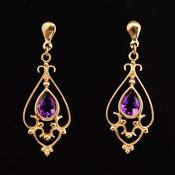 Gold Amethyst Drop Earrings image