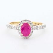 18ct Oval Ruby &amp;amp; Diamond Cluster Ring image