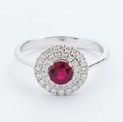 18ct Ruby &amp;amp; Diamond Double Halo Ring image
