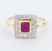 Ruby &amp;amp; Diamond Square Cluster Ring image