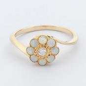9ct Opal &amp;amp; Diamond Flower Cluster Ring image