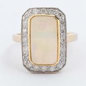 9ct Rectangular Opal &amp;amp; Diamond Ring image