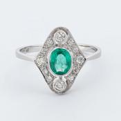 Platinum Emerald &amp;amp; Diamond Ring image