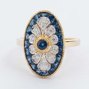 Sapphire &amp;amp; Diamond Floral Cluster Ring image