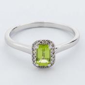 Peridot &amp;amp; Diamond Rectangular Cluster Ring image