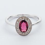 Pink Tourmaline &amp;amp; Diamond Oval Cluster Ring image