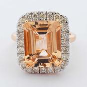 Square Morganite &amp;amp; Diamond Rose Gold Ring image