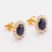 Dark Sapphire &amp;amp; Diamond Stud Earrings image