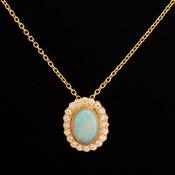 Oval Opal &amp;amp; Diamond Cluster Pendant image