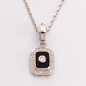 Onyx &amp;amp; Diamond Art Deco Style Pendant image