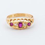 Antique Ruby &amp;amp; Diamond 5-Stone Ring image