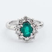 Emerald &amp;amp; Diamond Cluster Ring image