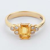 Yellow Sapphire &amp;amp; Diamond Cluster Ring image