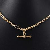 9 Carat Gold T-Bar &amp;amp; Chain image