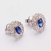 Sapphire &amp;amp; Diamond Cluster Studs image