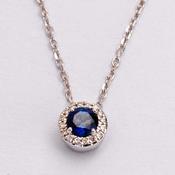 Round Sapphire &amp;amp; Diamond Pendant image