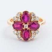 Ruby &amp;amp; Diamond Floral Design Ring image