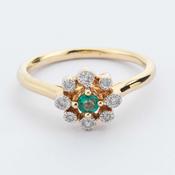 Emerald &amp;amp; Diamond Floral Cluster Ring image