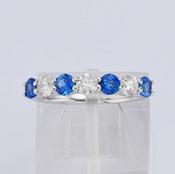 Sapphire &amp;amp; Diamond Gold Eternity Ring image