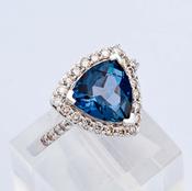London Blue Topaz &amp;amp; Diamond Cluster Ring image