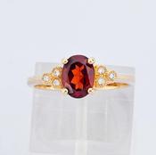 Oval Garnet &amp;amp; Diamond Ring