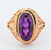 Vintage Rose Gold &amp;amp; Amethyst Ring