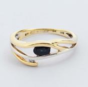 Two-Tone Gold Sapphire &amp;amp; Diamond Ring image