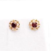 Garnet &amp;amp; Gold Openwork Earrings