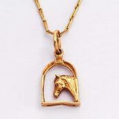 Gold Horse Head Pendant &amp;amp; Chain image