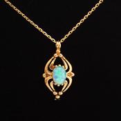 Oval Opal &amp;amp; Gold Pendant image