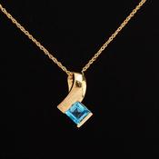 Square Blue Topaz &amp;amp; Gold Pendant image