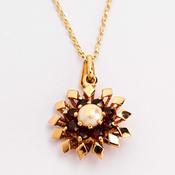 Pearl &amp;amp; Garnet Starburst Style Pendant image