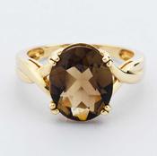 Gold Smokey Quartz Solitaire Ring