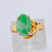 Oval Jade &amp;amp; 14 Carat Gold Ring