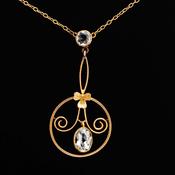 Gold Art Nouveau Aquamarine Pendant