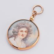 Antique Gold Portrait Miniature Pendant
