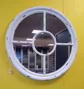 Round Distressed Window Mirror - White image