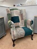 Queen Anne Patchwork Fireside Chair - Green image
