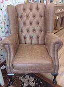 Queen Ann Buttoned Back Chair - Tan image