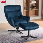 Isla Swivel Recliner with Foot Stool - Deep Ocean