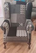 Queen Ann Patchwork Fireside Chair - Black image