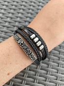 Unisex Leather-like Pewter Bracelet