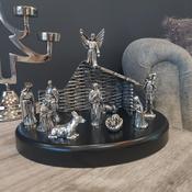 Mullingar Pewter Christmas Nativity Crib Set on wood image