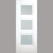 Franklin 3 Panel Frosted Glazed Primed Door image