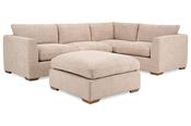 Aimee Cream Fabric Corner Sofa - with Footstool