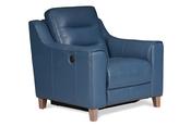 Cammi Blue Leather Armchair Electric Recliner-Outlet-New Ross