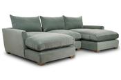 Chicago Green Fabric Sofa - Large Double Chaise image