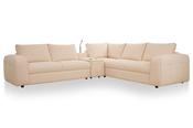 Cozy Cream Fabric Corner Sofa with Bluetooth Speaker Console image